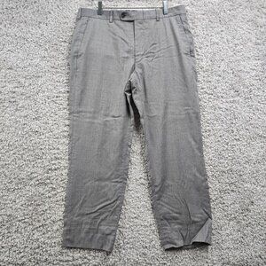 Peter Millar Men Pants 33R (Fits 32x25.5) Gray Wool Slim Fit Office Trousers